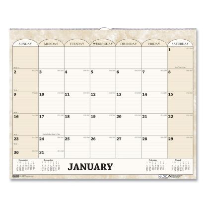 Recycled Monthly Horizontal Wall Calendar, Marble Stone Artwork, 14.88 x 12, White/Sand Sheets, 12-Month (Jan to Dec): 20231