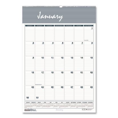 Bar Harbor Recycled Wirebound Monthly Wall Calendar, 12 x 17, White/Blue/Gray Sheets, 12-Month (Jan-Dec): 20231