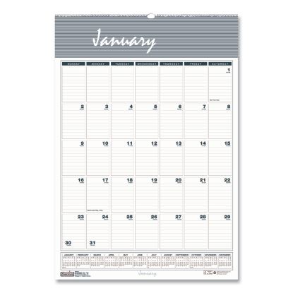 Bar Harbor Recycled Wirebound Monthly Wall Calendar, 15.5 x 22, White/Blue/Gray Sheets, 12-Month (Jan-Dec): 20221
