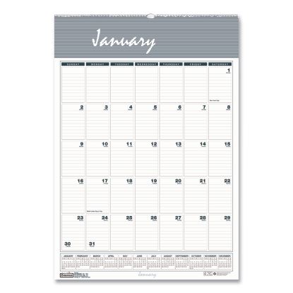Bar Harbor Recycled Wirebound Monthly Wall Calendar, 22 x 31.25, White/Blue/Gray Sheets, 12-Month (Jan-Dec): 20231