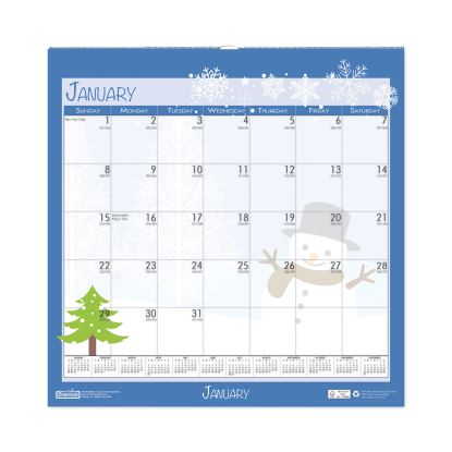 Recycled Seasonal Wall Calendar, Earthscapes Illustrated Seasons Artwork, 12 x 12, 12-Month (Jan to Dec): 20221