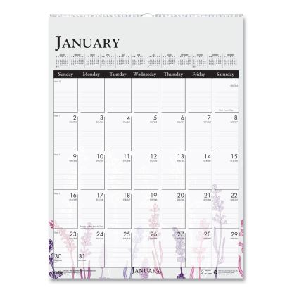 Recycled Wild Flower Wall Calendar, Wild Flowers Artwork, 12 x 16.5, White/Multicolor Sheets, 12-Month (Jan to Dec): 20231