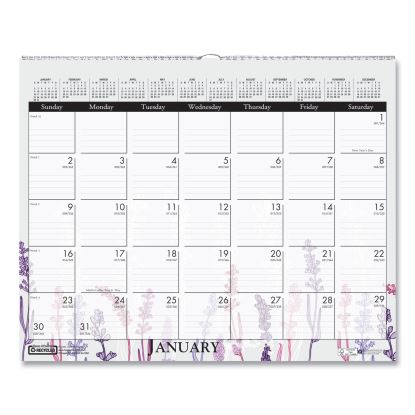 Recycled Wild Flower Wall Calendar, Wild Flowers Artwork, 15 x 12, White/Multicolor Sheets, 12-Month (Jan to Dec): 20221