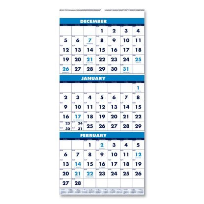 Recycled Three-Month Format Wall Calendar, Vertical Orientation, 8 x 17, White Sheets, 14-Month (Dec to Jan): 2021 to 20231