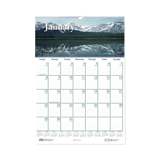 Earthscapes Recycled Monthly Wall Calendar, Scenic Beauty Photography, 12 x 16.5, White Sheets, 12-Month (Jan-Dec): 20231