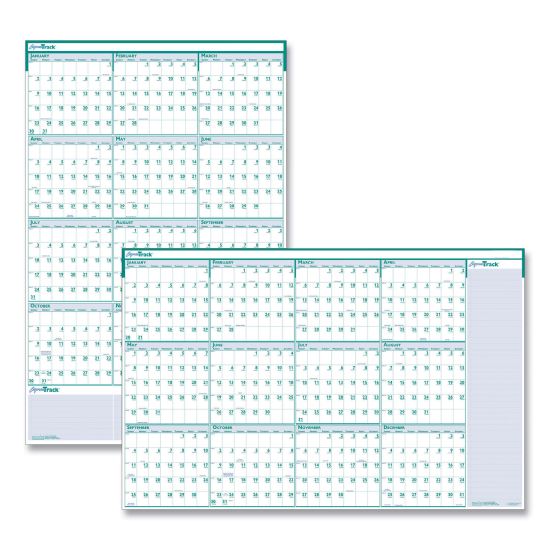 Express Track Recycled Reversible/Erasable Yearly Wall Calendar, 24 x 37, White/Teal Sheets, 12-Month (Jan to Dec): 20231