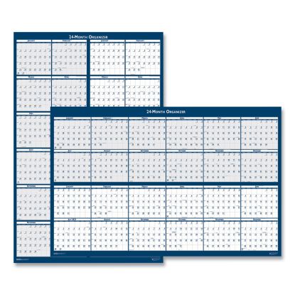 Reversible/Erasable 2 Year Wall Calendar, 24 x 37, Light Blue/Blue/White Sheets, 24-Month (Jan to Dec): 2023 to 20241