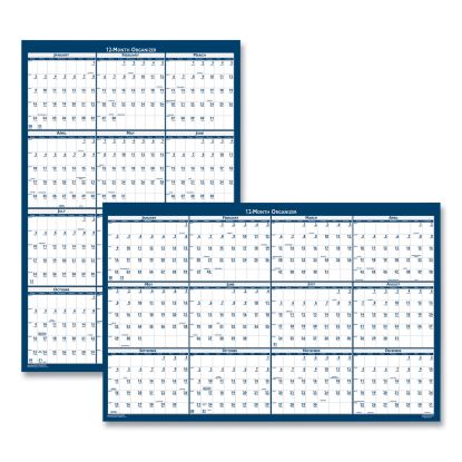 Recycled Yearly Reversible Wall Calendar Non-Laminated, 24 x 37, White/Blue Sheets, 12-Month (Jan to Dec): 20221