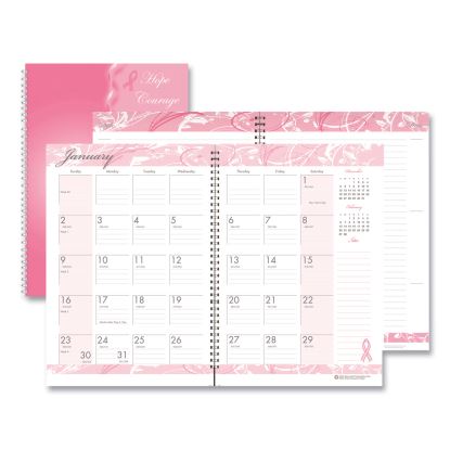 Breast Cancer Awareness Recycled Ruled Monthly Planner/Journal, 10 x 7, Pink Cover, 12-Month (Jan to Dec): 20231