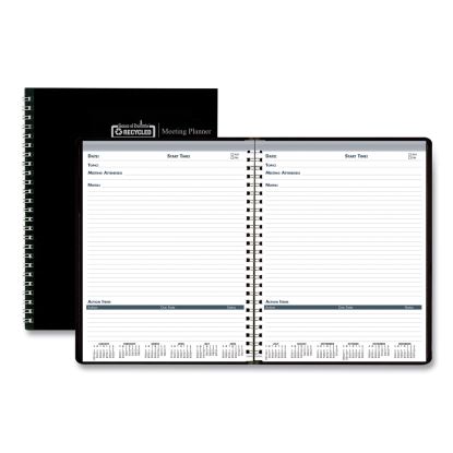 Recycled Meeting Note Planner, 11 x 8.5, Black Cover, 12-Month (Jan to Dec): 20231
