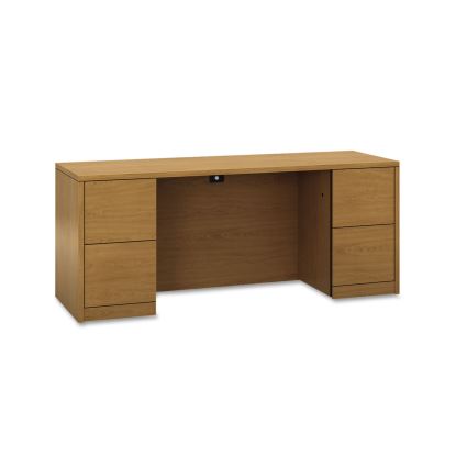 10500 Series Kneespace Credenza With Full-Height Pedestals, 72w x 24d, Harvest1