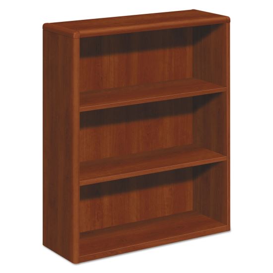 10700 Series Wood Bookcase, Three Shelf, 36w x 13 1/8d x 43 3/8h, Cognac1