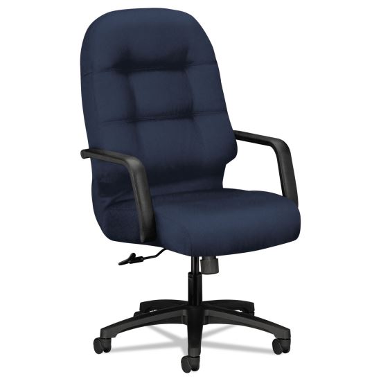 Pillow-Soft 2090 Series Executive High-Back Swivel/Tilt Chair, Supports Up to 300 lb, Navy Seat/Back, Black Base1