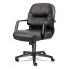 Pillow-Soft 2090 Series Leather Managerial Mid-Back Swivel/Tilt Chair, Supports 300 lb, 16.75" to 21.25" Seat Height, Black2