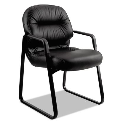 Pillow-Soft 2090 Series Guest Arm Chair, Leather, 31.25" x 35.75" x 36", Black1