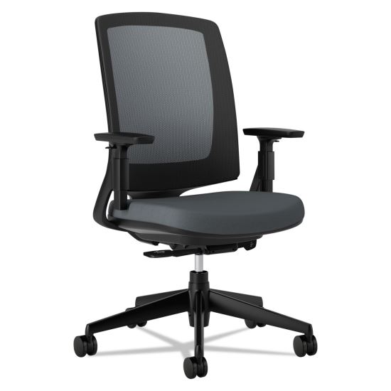 Lota Series Mesh Mid-Back Work Chair, Supports Up to 250 lb, 17.13" to 21.13" Seat Height, Charcoal Seat/Back, Black Base1