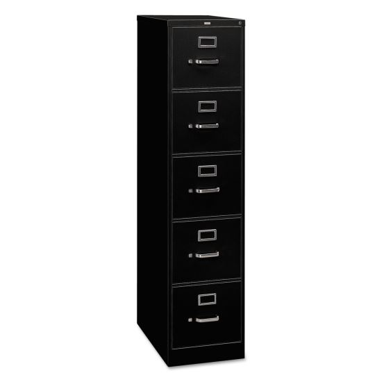 310 Series Vertical File, 5 Legal-Size File Drawers, Black, 18.25" x 26.5" x 60"1
