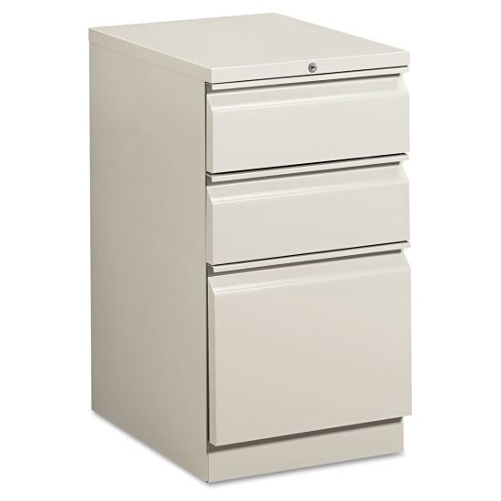 Brigade Mobile Pedestal with Pencil Tray Insert, Left/Right, 3-Drawers: Box/Box/File, Letter, Light Gray, 15" x 19.88" x 28"1