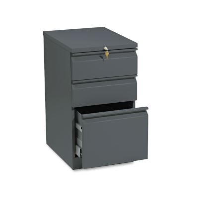 Brigade Mobile Pedestal with Pencil Tray Insert, Left/Right, 3-Drawers: Box/Box/File, Letter, Charcoal, 15" x 19.88" x 28"1