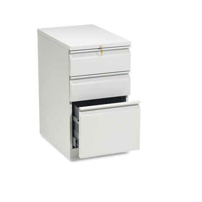 Brigade Mobile Pedestal with Pencil Tray Insert, Left/Right, 3-Drawers: Box/Box/File, Letter, Light Gray, 15" x 22.88" x 28"1
