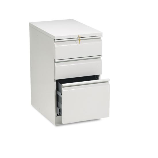 Brigade Mobile Pedestal with Pencil Tray Insert, Left/Right, 3-Drawers: Box/Box/File, Letter, Light Gray, 15" x 22.88" x 28"1