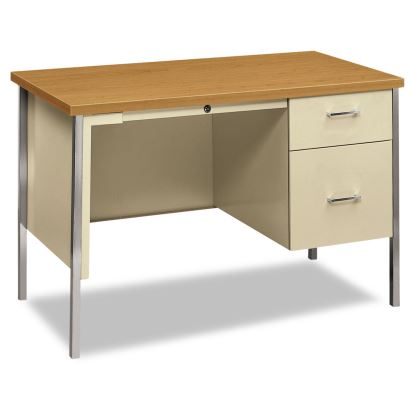 34000 Series Right Pedestal Desk, 45.25" x 24" x 29.5", Harvest/Putty1