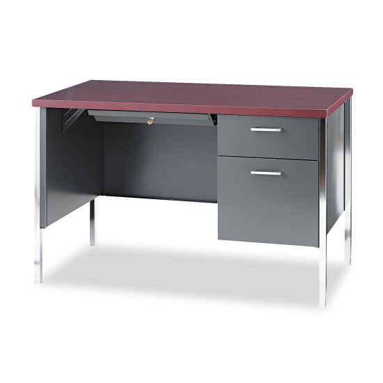 34000 Series Right Pedestal Desk, 45.25" x 24" x 29.5", Mahogany/Charcoal1