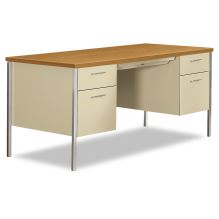 34000 Series Double Pedestal Desk, 60" x 30" x 29.5", Harvest/Putty1