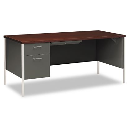 34000 Series Left Pedestal Desk, 66" x 30" x 29.5", Mahogany/Charcoal1