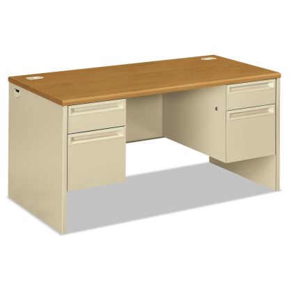 38000 Series Double Pedestal Desk, 60" x 30" x 29.5", Harvest/Putty1