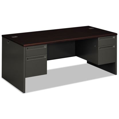 38000 Series Double Pedestal Desk, 72" x 36" x 29.5", Mahogany/Charcoal1