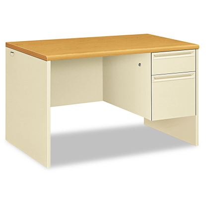 38000 Series Right Pedestal Desk, 48" x 30" x 29.5", Harvest/Putty1