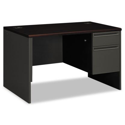 38000 Series Right Pedestal Desk, 48" x 30" x 29.5", Mahogany/Charcoal1