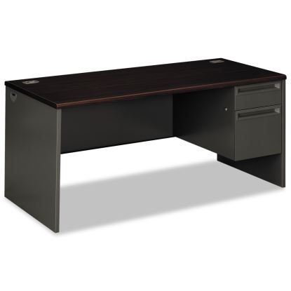 38000 Series Right Pedestal Desk, 66" x 30" x 29.5", Mahogany/Charcoal1