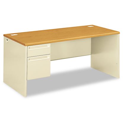 38000 Series Left Pedestal Desk, 66" x 30" x 29.5", Harvest/Putty1