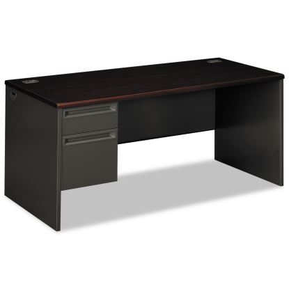 38000 Series Left Pedestal Desk, 66" x 30" x 29.5", Mahogany/Charcoal1
