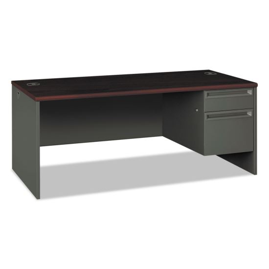 38000 Series Right Pedestal Desk, 72" x 36" x 29.5", Mahogany/Charcoal1