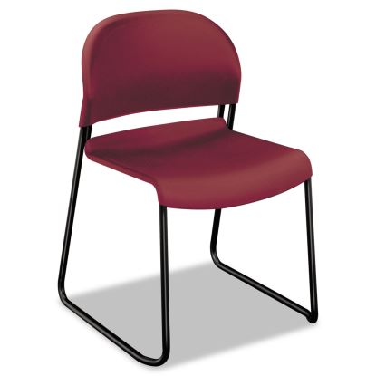 GuestStacker High Density Chairs, Supports Up to 300 lb, Mulberry Seat/Back, Black Base, 4/Carton1