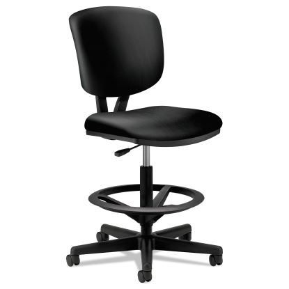 Volt Series Leather Adjustable Task Stool, Supports Up to 275 lb, 22.88" to 32.38" Seat Height, Black1