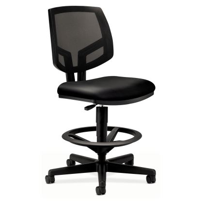 Volt Series Mesh Back Adjustable Leather Task Stool, Supports Up to 250 lb, 22.88" to 32.38" Seat Height, Black1