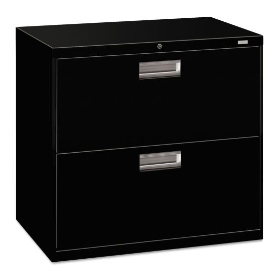 Brigade 600 Series Lateral File, 2 Legal/Letter-Size File Drawers, Black, 30" x 18" x 28"1