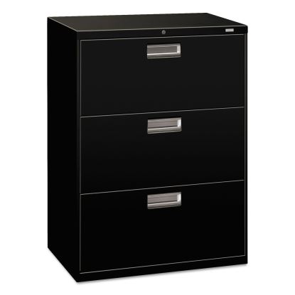 Brigade 600 Series Lateral File, 3 Legal/Letter-Size File Drawers, Black, 30" x 18" x 39.13"1