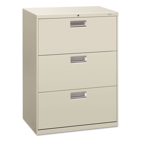 Brigade 600 Series Lateral File, 3 Legal/Letter-Size File Drawers, Light Gray, 30" x 18" x 39.13"1