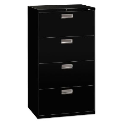 Brigade 600 Series Lateral File, 4 Legal/Letter-Size File Drawers, Black, 30" x 18" x 52.5"1