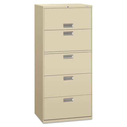 Brigade 600 Series Lateral File, 4 Legal/Letter-Size File Drawers, 1 File Shelf, 1 Post Shelf, Putty, 30" x 18" x 64.25"1