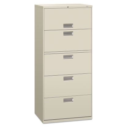 Brigade 600 Series Lateral File, 4 Legal/Letter-Size File Drawers, 1 File Shelf, 1 Post Shelf, Light Gray, 30" x 18" x 64.25"1