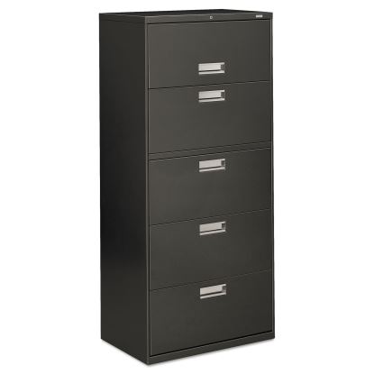 Brigade 600 Series Lateral File, 4 Legal/Letter-Size File Drawers, 1 File Shelf, 1 Post Shelf, Charcoal, 30" x 18" x 64.25"1