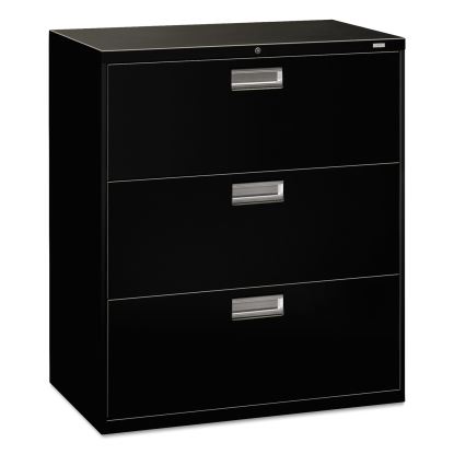 Brigade 600 Series Lateral File, 3 Legal/Letter-Size File Drawers, Black, 36" x 18" x 39.13"1