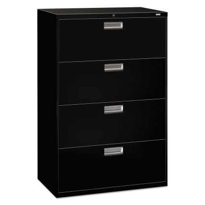 Brigade 600 Series Lateral File, 4 Legal/Letter-Size File Drawers, Black, 36" x 18" x 52.5"1