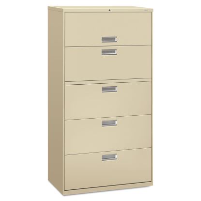 Brigade 600 Series Lateral File, 4 Legal/Letter-Size File Drawers, 1 Roll-Out File Shelf, Putty, 36" x 18" x 64.25"1